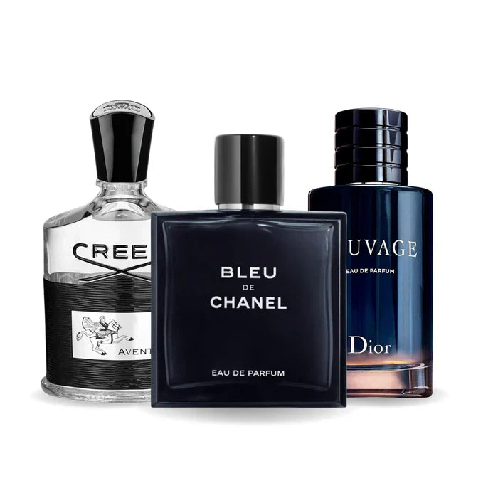 Set van 3 parfums Creed AVENTUS, BLEU DE CHANEL en Dior SAUVAGE 100ml