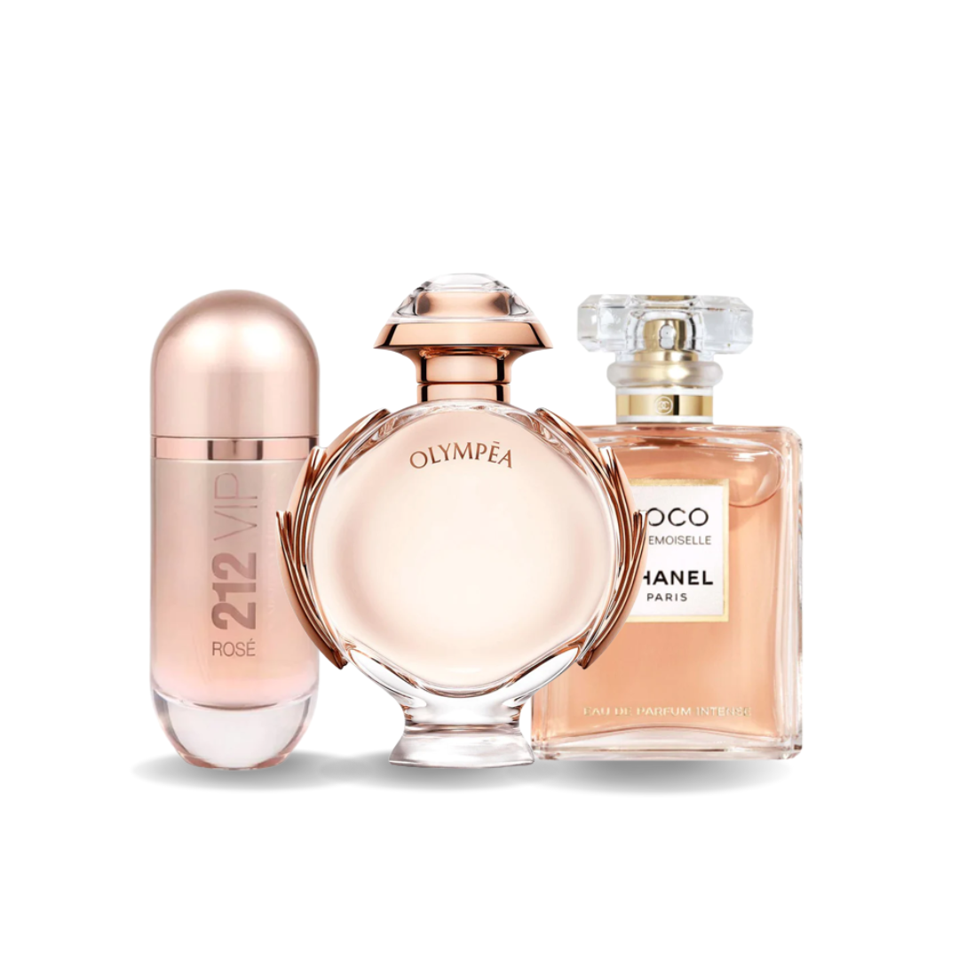 Set van 3 parfums Carolina Herrera 212 VIP ROSÉ, Paco Rabanne OLYMPÉA, Chanel COCO MADEMOISELLE (Eau de Parfum)