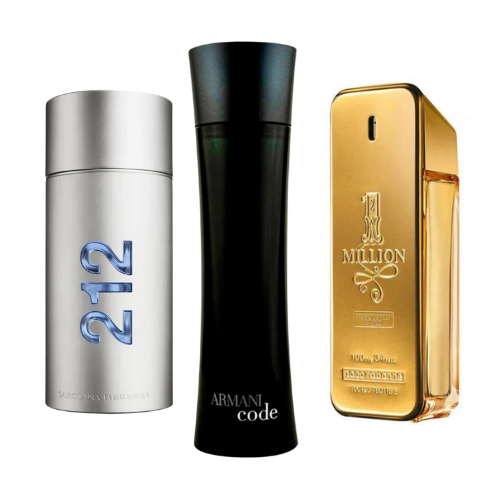 Set van 3 parfums 212 Men NYC, Paco Rabanne One Milion en Armani Code Homme 100ml