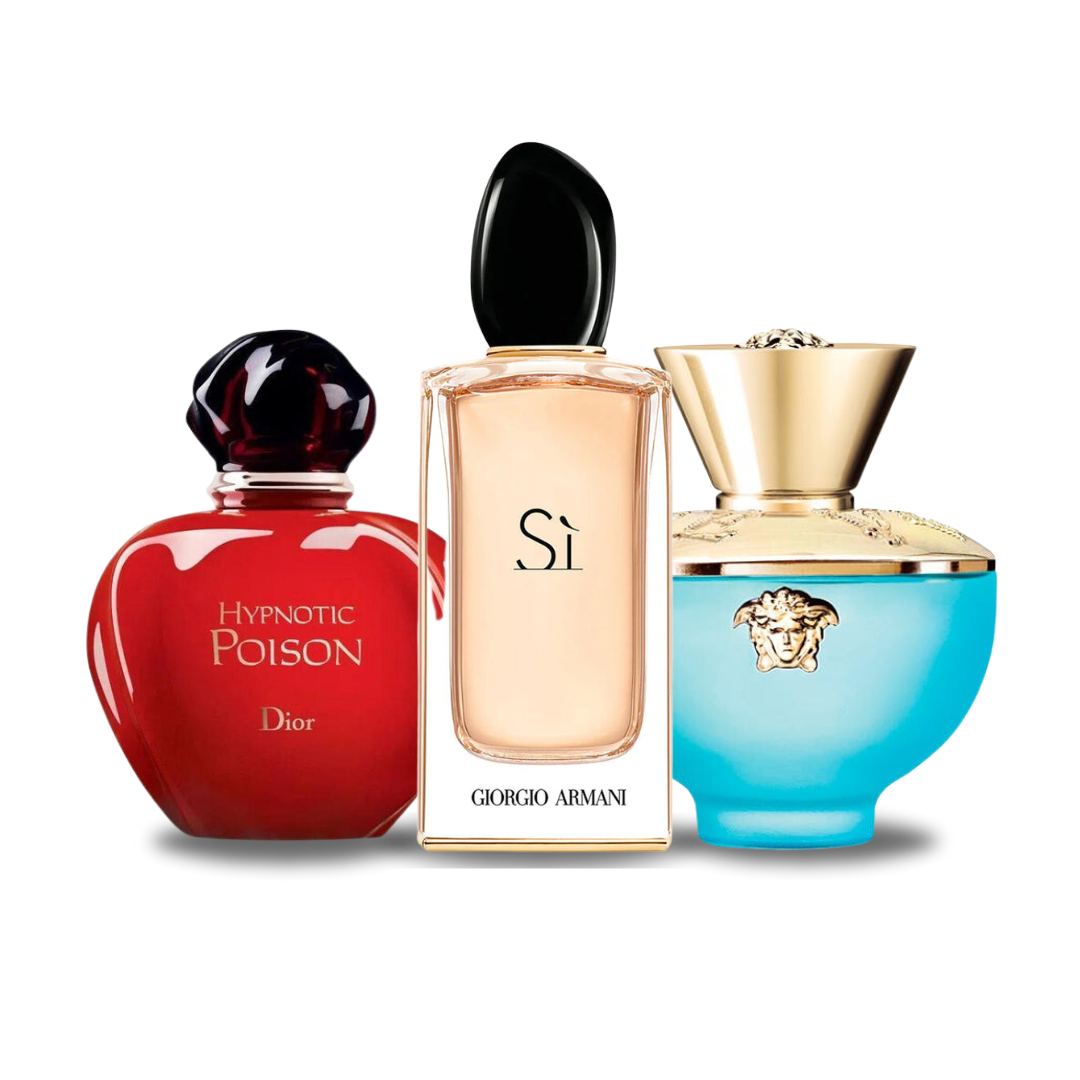 Set van 3 parfums Dior HYPNOTIC POISON, Giorgio Armani SÌ en Versace DYLAN TURQUOISE 100ml