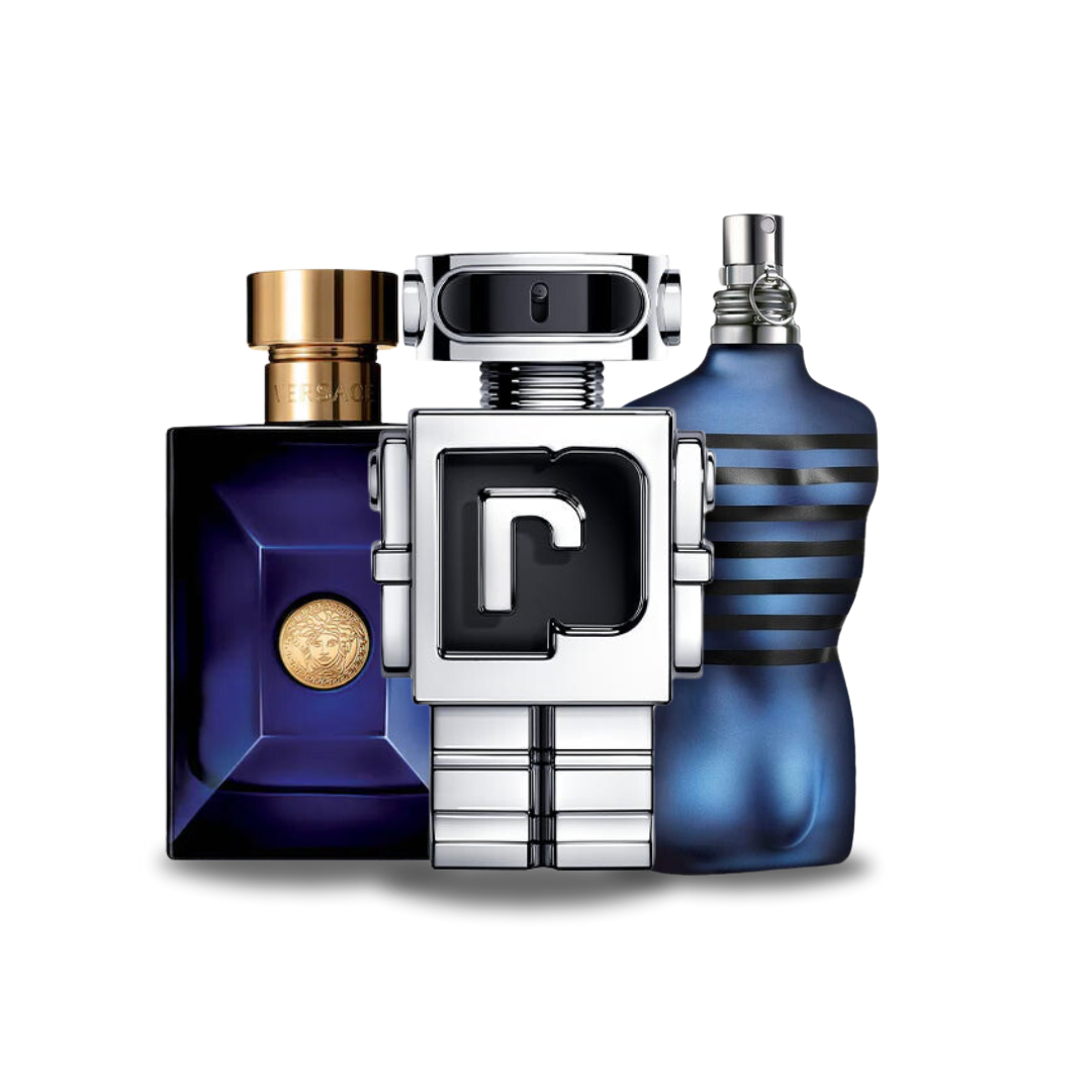 Set van 3 parfums Versace DYLAN BLUE, Paco Rabanne PHANTOM en Jean Paul Gaultier ULTRA MALE 100ml