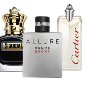 Set van 3 parfums Allure Homme Sports, Jean Paul Gaultier Scandal, en Cartier Declaration 100ml