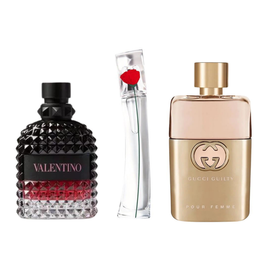 Set van 3 parfums Gucci Guilt, Valentini Intense, en Flower Kenzo 100ml