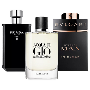 Set van 3 parfums Bvlgari In Black, Giorgio Armani Acqua Di Gio, en L'Homme Prada Intense 100ml